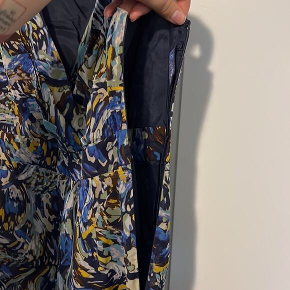 Anthropologie Moulinette Soeurs Silk Abstract Sleeveless V-Neck Dress - Picture 7 of 16